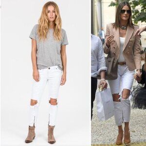 Revolve One Teaspoon White Freebirds Skinny Jeans Denim Ankle Zip lowrise Sz 25